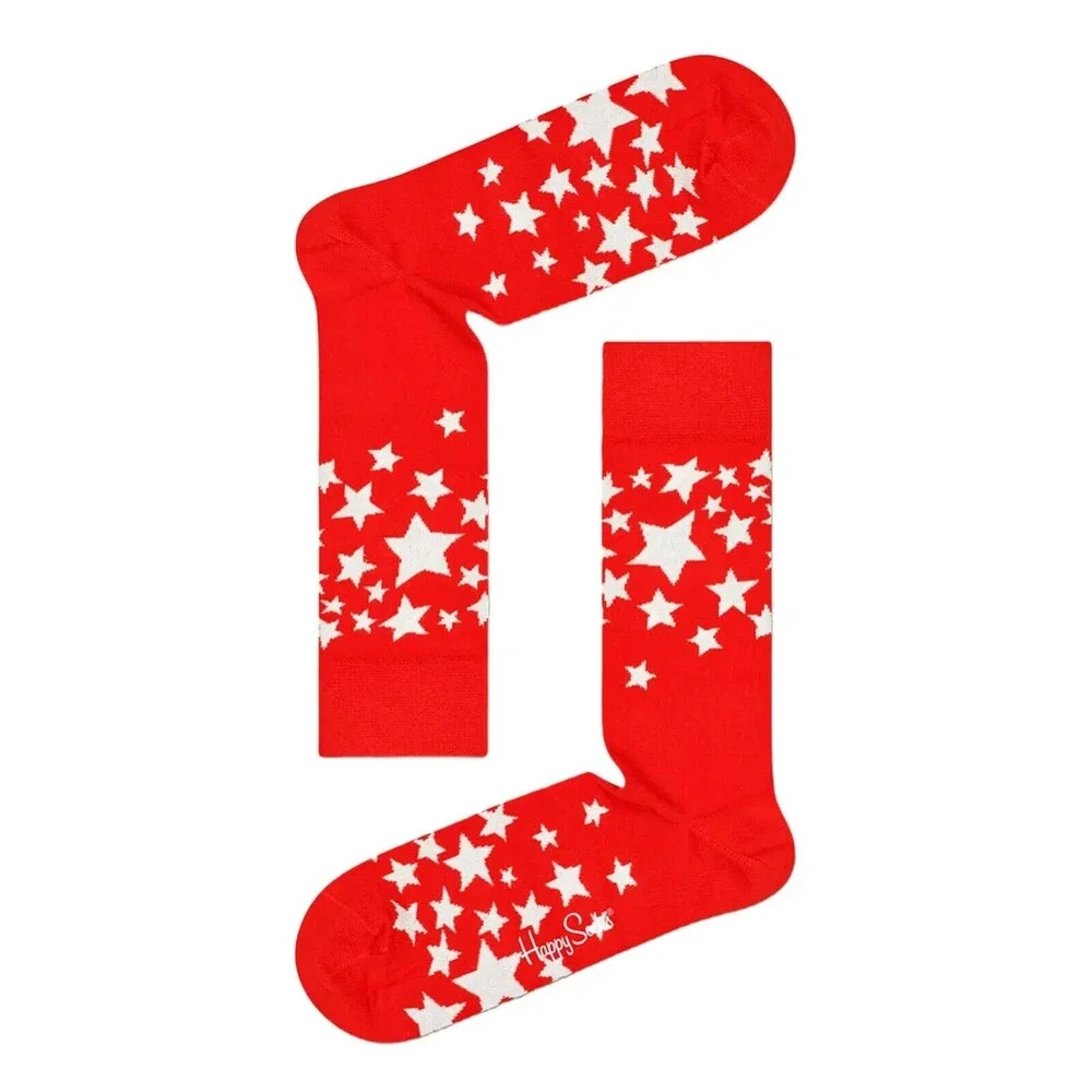 Happy Socks 1 Pack Red Star Crew Socks Gift Set Adult Size 8-12 Stars Christmas